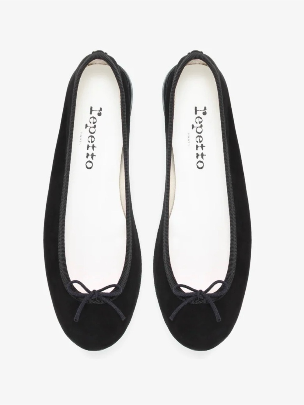 Repetto Black Suede Bow Ballet Flats